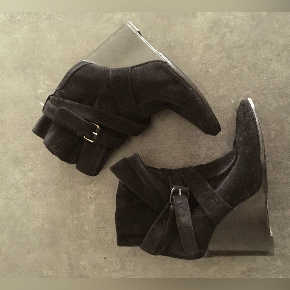 Balenciaga black wedge ankle booty